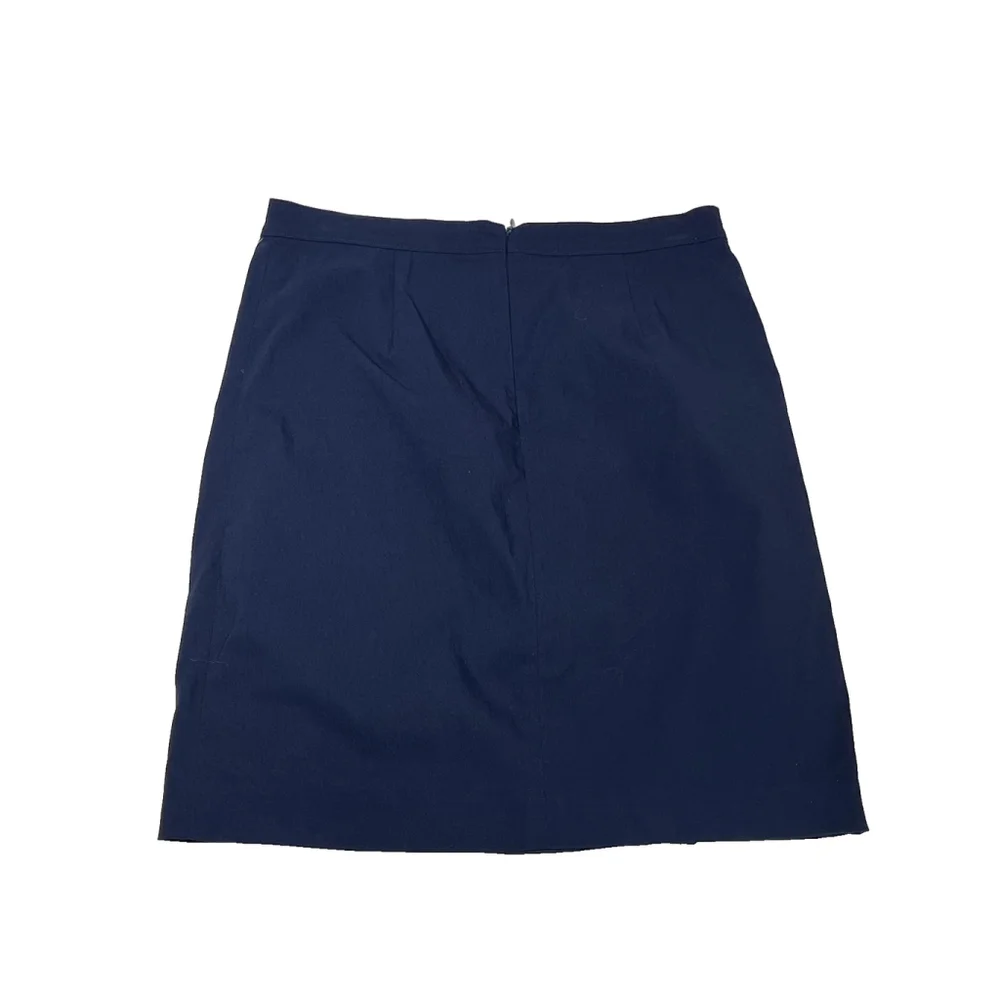J. McLaughlin Skirt‎ Womens 6 Navy Blue Scallop Hem Cotton Blend Classic Career